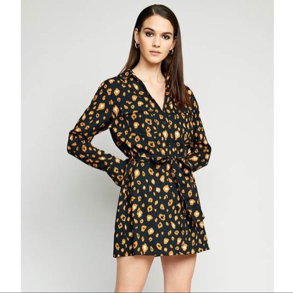 The Good Jane black and gold button front dress